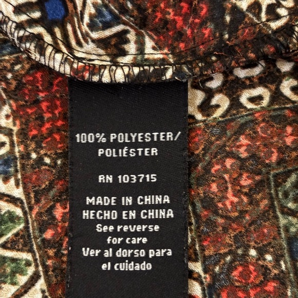 Zac & Rachel Blue and Brown Graphic 3/4 Sleeve Blouse - Picture 3 of 8